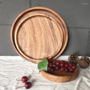 Figurines décoratives Créative Round Wooden Tray Living Room El Cutlery Snack Storage Articles ménagers