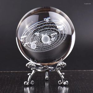 Figuras decorativas Bola de cristal grabada con láser Sistema solar 3D Planetas 6/8 cm Modelo en miniatura de vidrio Decoración del hogar Adorno de regalo de astronomía