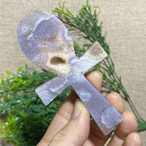 Figurines décoratives Crystal Natural Pendant Life Key Fleur Agate Anker Stone Quartz Decoration Heury Reiki Gemstone High Quality