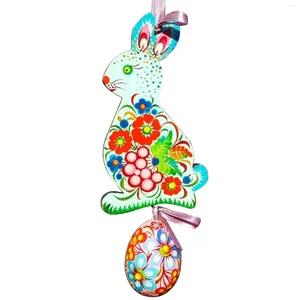 Figurines décoratives coupées arbre mignon décoration artisanat - lapins pendants joyeux Pâques décor de Pâques