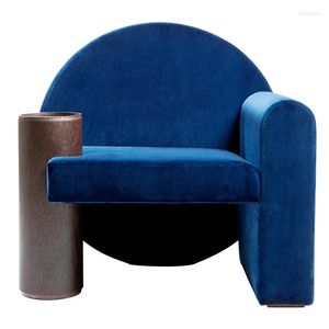 Figurines décoratives de styliste, chaise de loisirs créative ronde en tissu bleu pour salon, canapé de luxe à accoudoir simple lumière