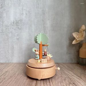 Figurines décoratives Box de musique en bois élégant Castle Carrousel Musical Birthday Gift For Girlfriend Boyfriend Présent