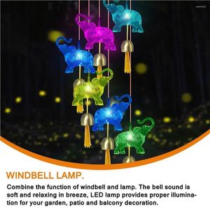 Figuras decorativas Lámpara de viento Elefante Casa de viento Precioso Aeolian Bell Led Light Patio