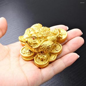 Figuras decorativas Feng Shui Gold Wealty Frog Figurine Resin Craft para atraer a Gool Luck Money éxito en el hogar Decoración del escritorio de la oficina en el hogar