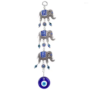 Figurines décoratives cadeaux Vintage éléphant pendentif mauvais œil suspendu ornement en verre décor de rétroviseur en alliage bleu Style turc