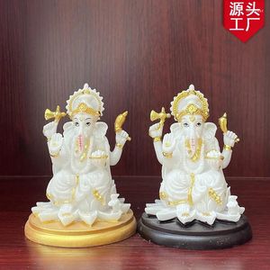 Figurines décoratives Golden Painted Lotus Base Elephant God Statue Thai Bouddha Source Home Decoration Accessoires