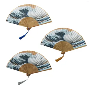 Figurines décoratives ventilateur japonais style vintage en bambou en soie durable chinois pour la décoration de danse de danse des fournitures de mariage d'anniversaire