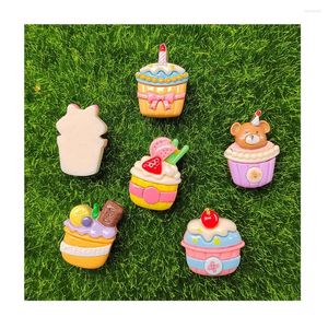 Figurines décoratives Kawaii dessin animé Dessert gâteau breloques Simulation crème glacée nourriture Flatback Cabochon pour coque de téléphone décoration bricolage