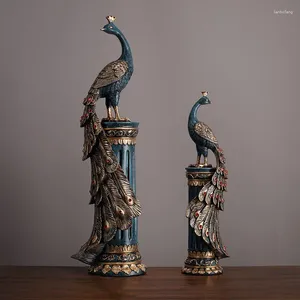 Figurines décoratives Luxueuses Traditionnelles Antiques Dorées Paons Sculpture Maison Salon Décoration Mobilier Artisanat Exquis