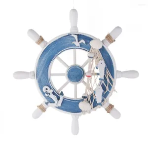 Figurines décoratives de gouvernail de bateau méditerranéen, décoration de roue de bateau nautique, artisanat en bois, liste d'accessoires pour la maison