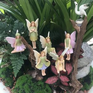 Figurines décoratives Mini fée 6 pièces/ensemble, ensemble de piquets de fées de jardin en résine, Statues miniatures pour plantes en Pot d'extérieur, décoration de bonsaï