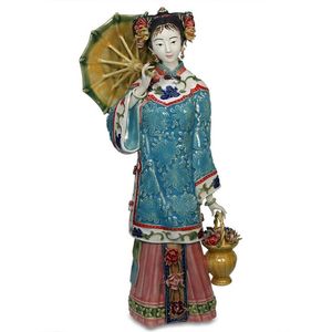 Figurines décoratives objets wu chen long antique belles belles femmes chinoises femelles de mode porcelaine poupées sculptures vintage statue home de