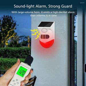 Figurines décoratines alarme solaire motion de mouvements infrarouges détecteurs de capteur sirène stroboscope étanche pour la sécurité extérieure de la cour à la maison
