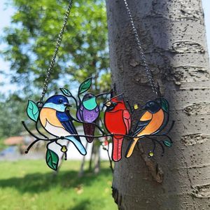 Figuras decorativas vidriera colgante de pájaro colgante de pájaros en un alambre campanas de viento decoración del hogar para regalos del Día de la madre