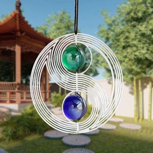 Figurines décoratives en acier inoxydable en métal spinner de vent bleu décoration de balle verte de balle rotatif affichage de jardin d'ornement