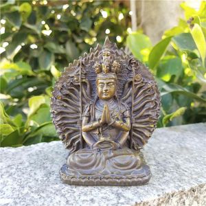 Figuras decorativas de piedra de Color, estatuas de Buda Guan Yin de mil manos, adornos, escultura Kwan de resina, decoración de jardín Zen para el hogar