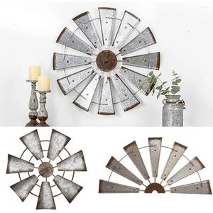 Figurines décoratines Wind Moulin Art Déco Rustique Pinwheel Decoration Unique Metal Farmhouse Wall Decor for Home Bedroom Room Country