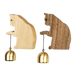 Figurines décoratives bois chaton porte vent carillon cuivre pur sonnette réfrigérateur aimant pendaison de crémaillère cadeau rappel d'ouverture