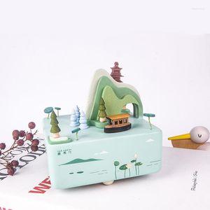 Figurines décoratives jouets en bois boîte à musique anniversaire fille rotation petite amie haut-parleur articles Regalos De Navidad cadeaux de noël DL60MB
