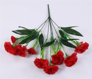 Fleurs décoratives 1 bouquet 10 carnage de tête en plastique artificiel fausses plantes ake la fête de mariage à la maison de Noël