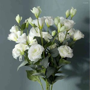 Fleurs décoratives 1 Bunch 4 Heads Artificial Flower Elegant Creative Lifekeke Eustoma Simple Sweet Fake Floral for Wedding