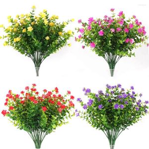 Fleurs décoratives 1 faisceau artificiel UV résistant aux arbustes de verdure extérieure Plantes pour la cuisine du jardin de mariage du bureau de cuisine fausse fleur
