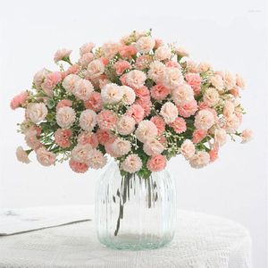 Fiori decorativi 1 pacco di garofani europei di seta piccoli chiodi di garofano artificiale all'ingrosso casa rosa peonia bouquet da sposa