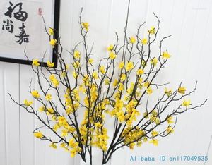 Flores decorativas 1 PCS 90 cm Hermosa rama de plástico de jazmín de invierno artificial con decoración amarilla del hogar F408