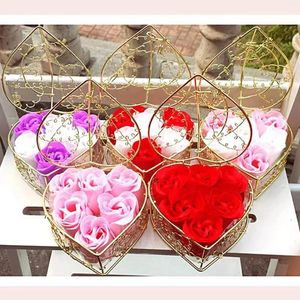 Fleurs décoratives 1 ensemble de panier en fer Rose fleur savon boîte-cadeau anniversaire saint valentin mariage petite amie femme épouse mère