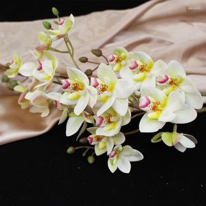Fleurs décoratives 1 tige 21 tête vraie touche Latex orchidée artificielle pour mariage maison Festival décoration papillon