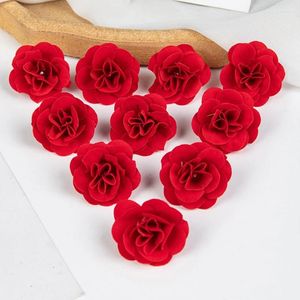 Fleurs décoratives 10 têtes Velvet Rose pour maison salon bonhonsaï vase Garlands accessoires de mariage arc arc décoration artificielle