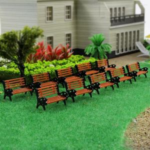 Flores decorativas 10 Modelo Train Ho Escala 1:87 Silla de banco Setfee Street Park Crafts Decoración del hogar Decoración del jardín para niños Decoración del jardín