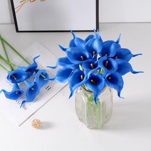 Flores decorativas 10 PCS Flor artificial azul PU Calla Lily Wedding Home El Decoration Party DIY Decoraciones Plantas