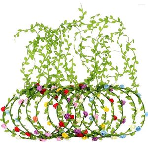 Fleurs décoratives 10 pièces bandeau de fleurs couronne de cheveux avec feuilles couronne de guirlande florale de mariée pour fête de mariage en gros