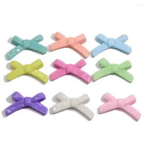 Fleurs décoratives 100 / 50pc mignon kawaii résine plateback bowknot arc mixte couleurs diy enfants artisanat bijoux bijoux de téléphone décoration