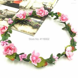 Flores decorativas 100 Uds. Corona de cabeza de flor artificial para dama de honor para el cabello diadema Floral accesorios corona suministros para fiestas