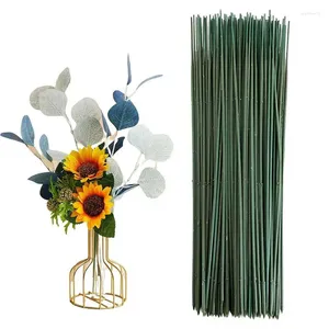 Fleurs décoratives 100pcs en plastique floral artificiel tige de fleur artificielle en cuir vert fer pile fil poteaux de poteau pour projets artisanaux