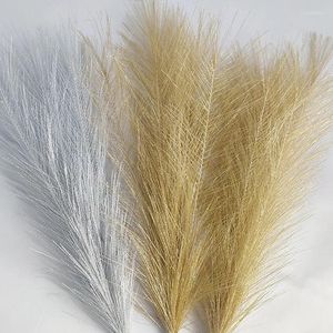 Fleurs décoratives 10pcs Artificiel Pampas Grass Bouquet Fake Plante Gold Silver Metal Wire simulé Reed for Home Bedroom Room Wedding