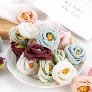 Fleurs décoratives 10 PCS Artificielle En Gros Scrapbook DIY De Noël Décoration De La Maison De Noce Jardin Arche Faux Soie Thé Roses Bourgeons