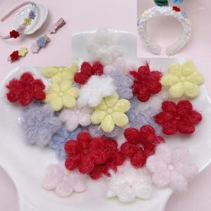 Flores decorativas, 10 Uds., accesorios de joyería hechos a mano DIY, parche de flor pequeña de felpa fresca, tocado para el cabello