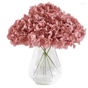 Flores decorativas 10 piezas Cabeza de hortensia artificial polvorienta Flor de seda al por mayor para centros de mesa de ceremonia de boda Decoraciones con tallo