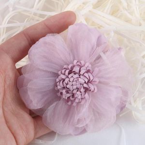 Flores decorativas 10 Uds telas de flores apliques bordados costura en parches para boda/vestido de noche ropa álbum de recortes pinzas para el pelo