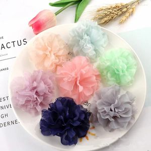 Fleurs décoratives 10 pièces/lot 6.5CM, tissu en mousseline de soie Organza 3D fait à la main, fausse fleur artificielle, robe de mariée, chapeaux, bandeau, broche, bricolage