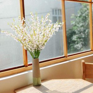 Fleurs décoratives 10 pcs/Lot fleur artificielle papillon orchidée danse Bouquet Oncidium soie plastique mariage décor à la maison