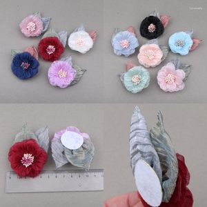 Fleurs décoratives 10 pcs/lot tissu étamine pour filles enfants cheveux accessoires Corsage et bandeau bricolage matériel