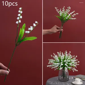 Fleurs décoratives 10pcs simulation Lily of the Valley Artificial DIY Flower Arrangement de bureau Décoration de vase de bureau pour décoration de mariage festive