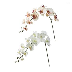 Flores decorativas 11 cabezas orquídea de seda Phalaenopsis DIY boda ramo de flores artificiales plantas falsas decoración del hogar 110CM 2022