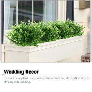 Flores decorativas 12 plantas de imitación boj falso decoración de boda accesorios para el hogar balcón