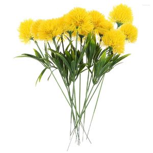 Flores decorativas 12 PC Dandelio Artificial Peonía Amarillo Adorno Simulado Faux Viger