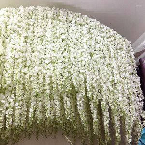 Fleurs décoratives 120 cm de Long glycine vigne rotin pour mariage arc fête décoration blanc artificiel Flores guirlande guirlande